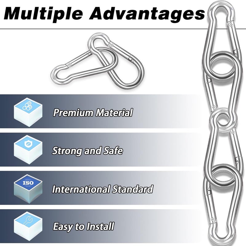 HANDRERLEE 10 PCS 2.36 Inch Spring Snap Hook Carabiner Clip, M6 1/4 Inch Galvanized Silver Steel Quick Link Clip with 260LBS Holding Capacity for Hammock, Dog Leash, Camping, Gym - Image 5
